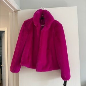 Vibrant Fuchsia Faux Fur Jacket